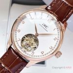 New Copy IWC Portuguese Brown Leather Rose Gold 42mm Watches